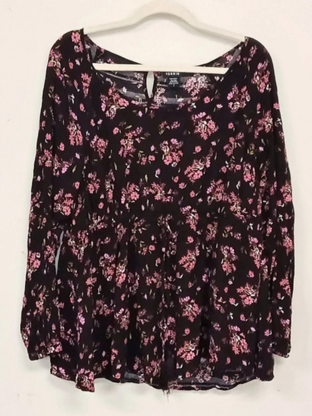 TORRID 2X Floral Babydoll Peplum Drawstring Waist Blouse Prairie Peasant Girly